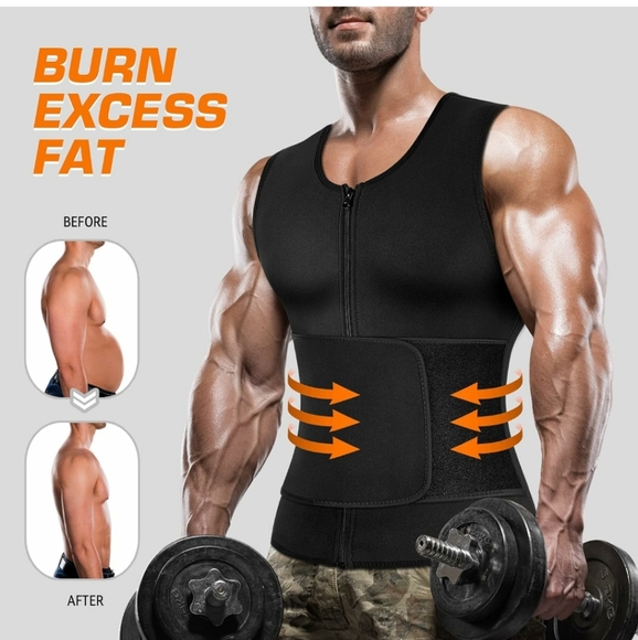 CIMKIZ Men's Waist Trainer Sauna Suit Shirt Compression Vest Sweat Boosting - Picture 4 of 7